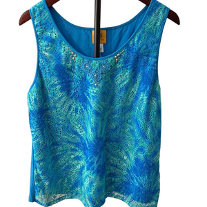 Ruby Rd. Vibrant Blue Lace Tank Top